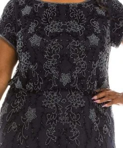 Adrianna Papell - AP1E205375W Bugle Beaded Full Length Dress