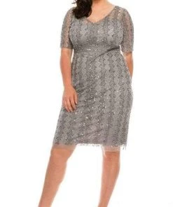 Cocktail Dresses Adrianna Papell - AP1E205393 Illusion V-Neck Sheath Dress 9 Cocktail Dresses Adrianna Papell - AP1E205393 Illusion V-Neck Sheath Dress