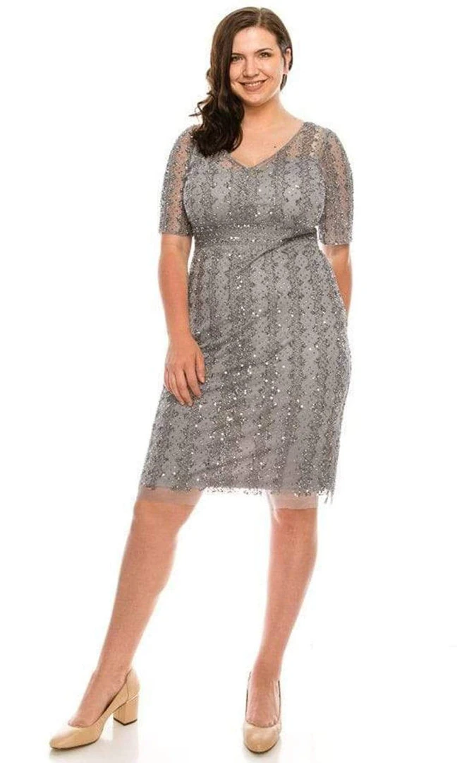 Cocktail Dresses Adrianna Papell - AP1E205393 Illusion V-Neck Sheath Dress 6 Cocktail Dresses Adrianna Papell - AP1E205393 Illusion V-Neck Sheath Dress