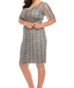 Cocktail Dresses Adrianna Papell - AP1E205393 Illusion V-Neck Sheath Dress 8 Cocktail Dresses Adrianna Papell - AP1E205393 Illusion V-Neck Sheath Dress