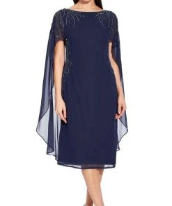 Cocktail Dresses Adrianna Papell - AP1E205401 Beaded Bateau Neck Illusion Chiffon Dress