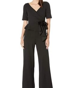 Adrianna Papell - AP1E205587 Short Sleeve V Neck Jumpsuit Plus Size Dresses