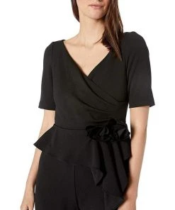 Adrianna Papell - AP1E205587 Short Sleeve V Neck Jumpsuit Plus Size Dresses