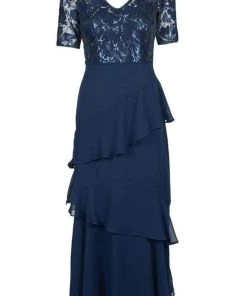Adrianna Papell - AP1E205623 Embroidered V-Neck Tiered Sheath Dress Formal Gowns