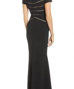 Adrianna Papell - AP1E205633 Short Sleeve V-Neck Long Formal Dress