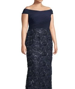 Adrianna Papell - AP1E205705 Off Shoulder Embroidered Soutache Dress 8 Adrianna Papell - AP1E205705 Off Shoulder Embroidered Soutache Dress