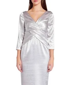 Plus Size Dresses Adrianna Papell - AP1E205746 V Neck Satin Fitted Dress 10 Plus Size Dresses Adrianna Papell - AP1E205746 V Neck Satin Fitted Dress