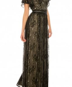 Formal Gowns Adrianna Papell - AP1E205747 Flutter Sleeve V-Neck Dress 10 Formal Gowns Adrianna Papell - AP1E205747 Flutter Sleeve V-Neck Dress