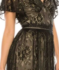 Formal Gowns Adrianna Papell - AP1E205747 Flutter Sleeve V-Neck Dress 12 Formal Gowns Adrianna Papell - AP1E205747 Flutter Sleeve V-Neck Dress