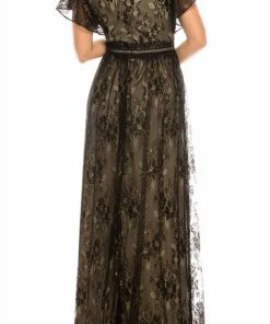 Formal Gowns Adrianna Papell - AP1E205747 Flutter Sleeve V-Neck Dress