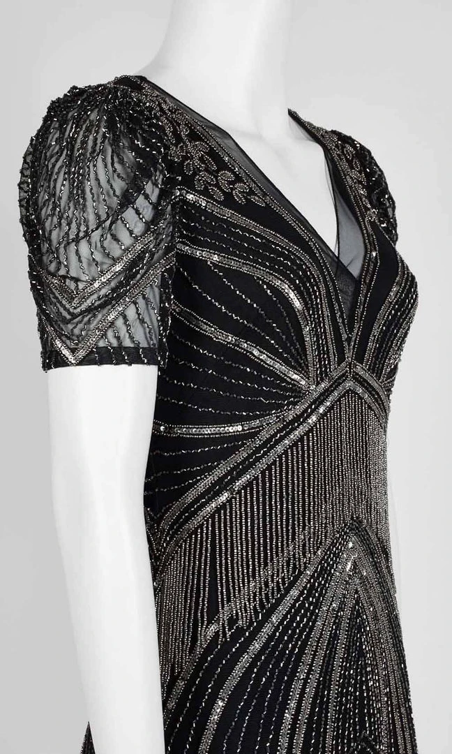 Adrianna Papell - AP1E205816 Short Sleeve Bead-Fringed Sheath Dress 7 Adrianna Papell - AP1E205816 Short Sleeve Bead-Fringed Sheath Dress