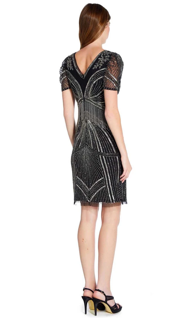 Adrianna Papell - AP1E205816 Short Sleeve Bead-Fringed Sheath Dress 4 Adrianna Papell - AP1E205816 Short Sleeve Bead-Fringed Sheath Dress