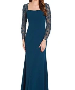Formal Gowns Adrianna Papell - AP1E206039 Beaded Long Sleeve Square Neck Long Dress 14 Formal Gowns Adrianna Papell - AP1E206039 Beaded Long Sleeve Square Neck Long Dress