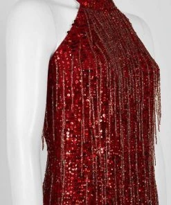 Adrianna Papell - AP1E206152 Sequined High Halter Sheath Dress Plus Size Dresses