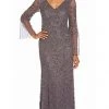 Adrianna Papell - AP1E206204 Embellished V Neck Long Sheath Dress