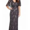 Adrianna Papell - AP1E206208 Long Beaded Cape Sleeve Sheath Dress Formal Gowns