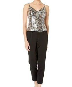 Long Dresses Adrianna Papell - AP1E206282 Sequined Animal Print Top Jumpsuit