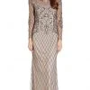 Adrianna Papell - AP1E206463 Beaded Illusion Long Sleeve Dress Formal Gowns
