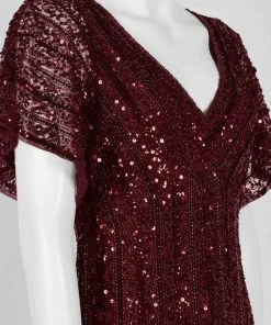 Adrianna Papell - AP1E206494 Embellished V Neck Sheath Dress Formal Gowns