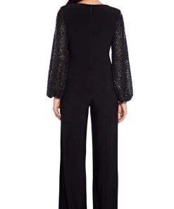 Adrianna Papell - AP1E206642 Sequined Bishop Sleeve Jumpsuit Plus Size Dresses