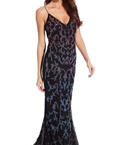 Formal Gowns Adrianna Papell - AP1E206840 Multi-Colored Embellished Sheath Dress