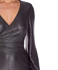 Plus Size Dresses Adrianna Papell - AP1E206841 V-Neck Metallic Jersey Jumpsuit 10 Plus Size Dresses Adrianna Papell - AP1E206841 V-Neck Metallic Jersey Jumpsuit