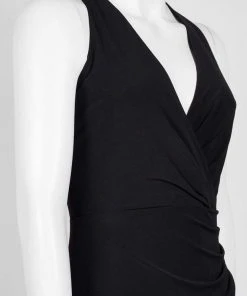 Adrianna Papell - AP1E207505 Plunging Halter High Slit Jersey Dress Formal Gowns