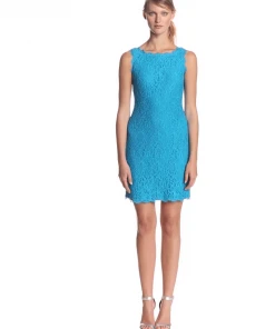 Adrianna Papell - Bateau Neck Lace Sheath Dress 41871750