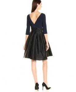 Adrianna Papell - Bateau Neck Two-Tone Short Dress AP1D100284 - 2 Pcs Eclipse Black In Sizes 2 And 8 Available 5 Adrianna Papell - Bateau Neck Two-Tone Short Dress AP1D100284 - 2 Pcs Eclipse Black In Sizes 2 And 8 Available