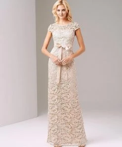 Adrianna Papell - Bateau Neckline Lace Evening Dress 81883990 Formal Gowns