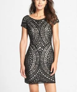 Cocktail Dresses Adrianna Papell - Beaded Sheath Dress 41902260