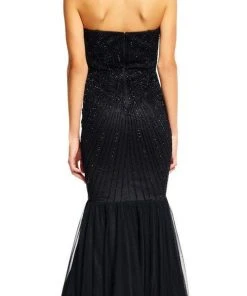 Adrianna Papell - Beaded Tulle Mermaid Gown AP1E200879 Formal Gowns