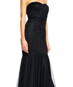 Adrianna Papell - Beaded Tulle Mermaid Gown AP1E200879 Formal Gowns