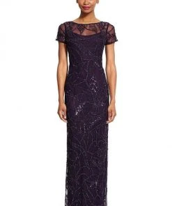 Adrianna Papell - Embellished Bateau Neckline Long Dress 91929590 Formal Gowns