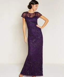 Adrianna Papell - Embellished Bateau Neckline Long Dress 91929590 Formal Gowns 7 Adrianna Papell - Embellished Bateau Neckline Long Dress 91929590 Formal Gowns