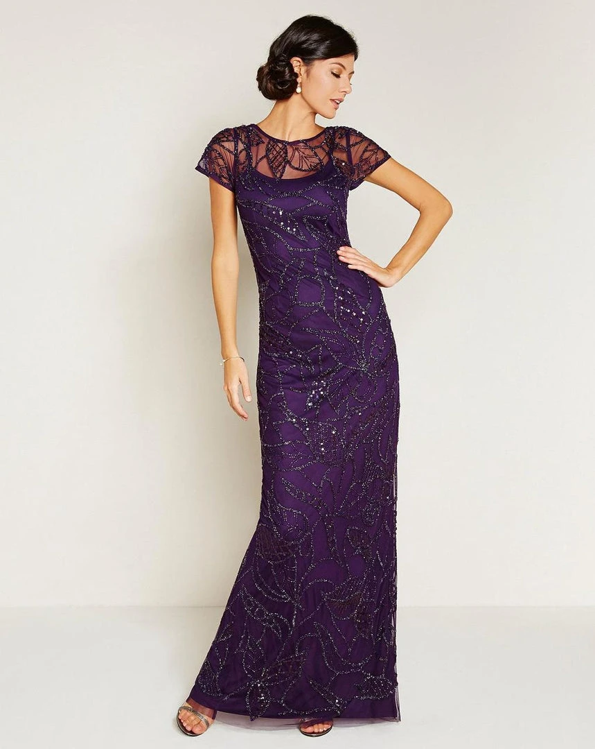 Adrianna Papell - Embellished Bateau Neckline Long Dress 91929590 Formal Gowns 5 Adrianna Papell - Embellished Bateau Neckline Long Dress 91929590 Formal Gowns