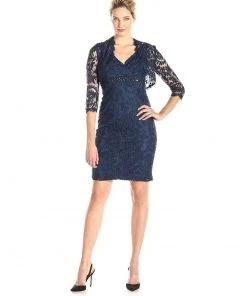 Adrianna Papell - Embellished V-Neck Sheath Dress 15253710 Cocktail Dresses