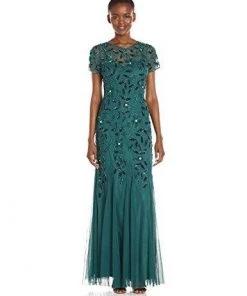 Adrianna Papell - Embroidered Short Sleeve Dress 91897240