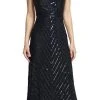 Adrianna Papell - Fine Strap Fully Beaded V-Neck Gown 91905320 Long Dresses 1 Adrianna Papell - Fine Strap Fully Beaded V-Neck Gown 91905320 Long Dresses