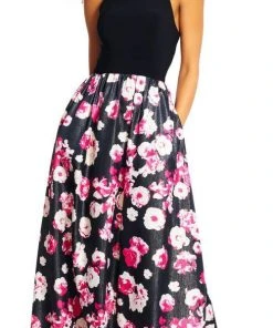 Adrianna Papell - Halter Floral Print Long Dress AP1E200109 Formal Gowns