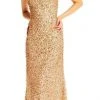 Formal Gowns Adrianna Papell - High Low Sequin Beaded Sleeveless Gown AP1E201754 - 1 Pc Champagne Gold In Size 16 Available