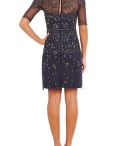Cocktail Dresses Adrianna Papell - Jewel Neckline Embellished Short Dress 41922610