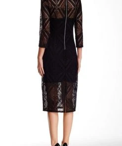 Adrianna Papell - Lace Cut Out Pattern Jewel Neck Dress 16260630 Cocktail Dresses