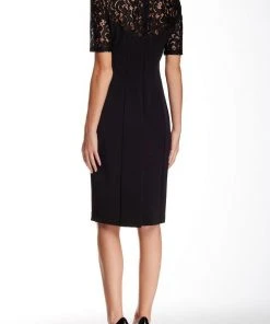 Adrianna Papell - Lace Illusion Jewel Neck Stretch Dress 16260650 Cocktail Dresses