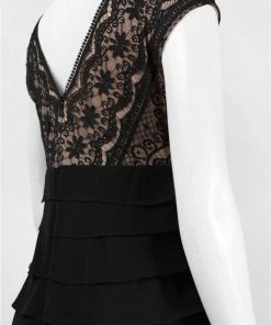 Adrianna Papell - Lace V-Neck Chiffon Dress 41837860