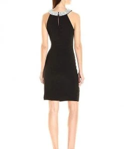 Adrianna Papell - Pearl Bejeweled Halter Neck Short Dress AP1D100522 Cocktail Dresses