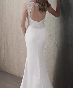 Adrianna Papell Platinum - 31029 Long Cutout Back Mermaid Bridal Gown