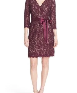 Cocktail Dresses Adrianna Papell - Quarter Length Sleeves Lace Short Dress 41910400