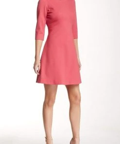 Cocktail Dresses Adrianna Papell - Quarter Length Sleeves Ponte A-Line Dress 15247232