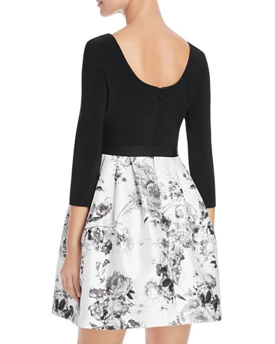 Adrianna Papell - Quarter Sleeve Scoop Floral A-line Dress AP1E201207 - 1 Pc White Mult In Size 16 Available 5 Adrianna Papell - Quarter Sleeve Scoop Floral A-line Dress AP1E201207 - 1 Pc White Mult In Size 16 Available